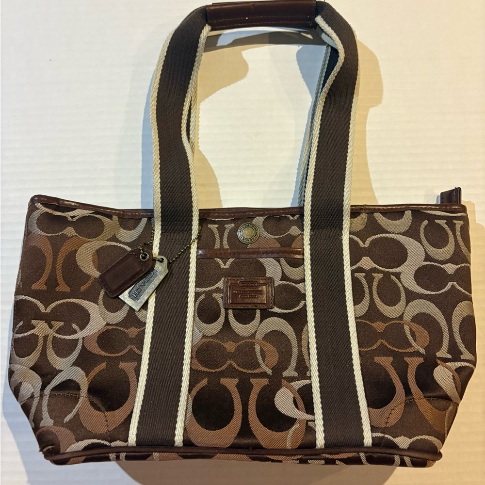 Vintage Rare Coach Signature Canvas Bag in Brown & Tan